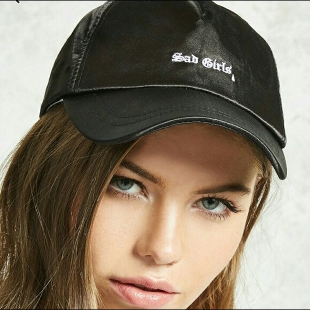 Forever 21 Floral Black Satin Cap